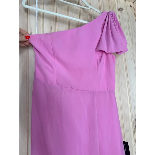 NWOT Lulus Simply Brilliant Pink One-Shoulder Bow Maxi Dress Bridesmaid Size M - Image 5