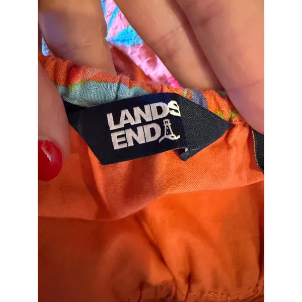 Lands' End Dress Women‎ Medium Orange Tropical Floral Smocked Tie Shoulder Midi - Image 10