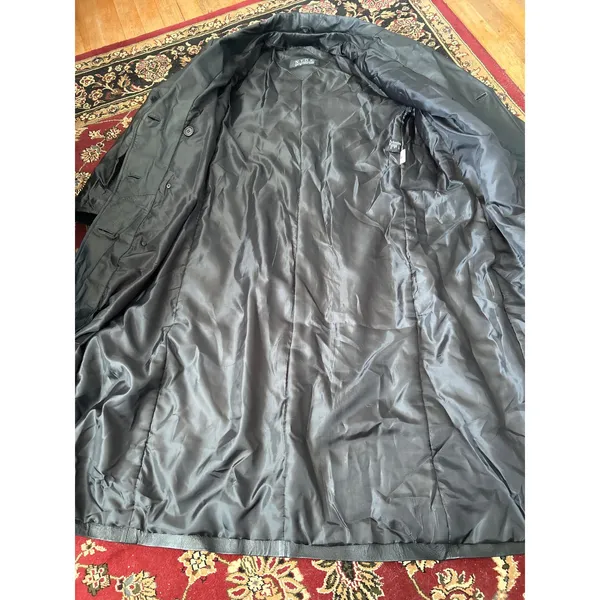 NYDA Black Leather Double Breasted Long‎ Trench Coat Women's Size L Goth Office - Image 12