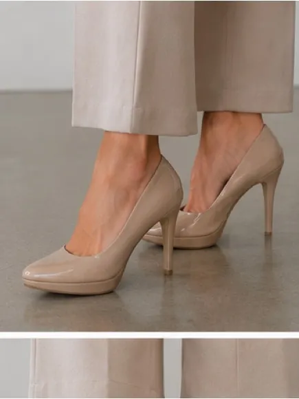 Candie’s Nude Patent Platform Peep Toe Heels Size 9 Classic Pumps - Image 3
