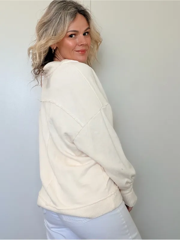 New Project Social T Cream V-Neck Button Cardigan - Image 5