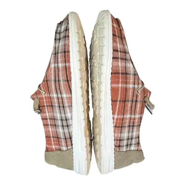 True Craft Plaid Slip On Loafers‎ Womens 7.5M Orange Brown Corduroy Comfortable Fall - Image 10