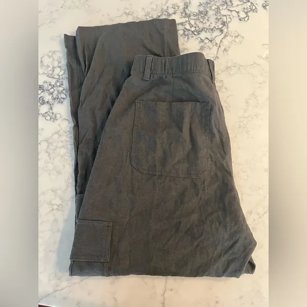 New Hollister Women’s Linen Blend Ultra High Rise Grey Cargo Pants Size XL - Image 3
