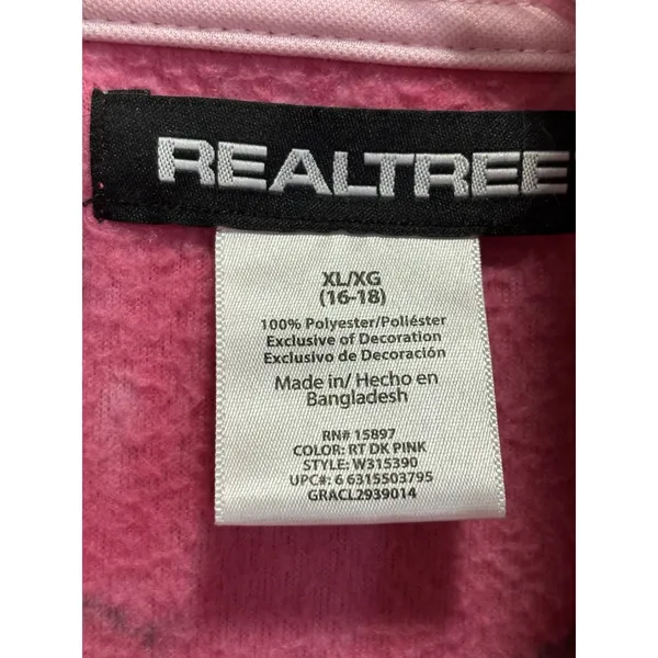 Realtree Pink/Green Pullover Long Sleeve Fleece Size XL APC‎ 1/4 Zip Beanie - Image 3