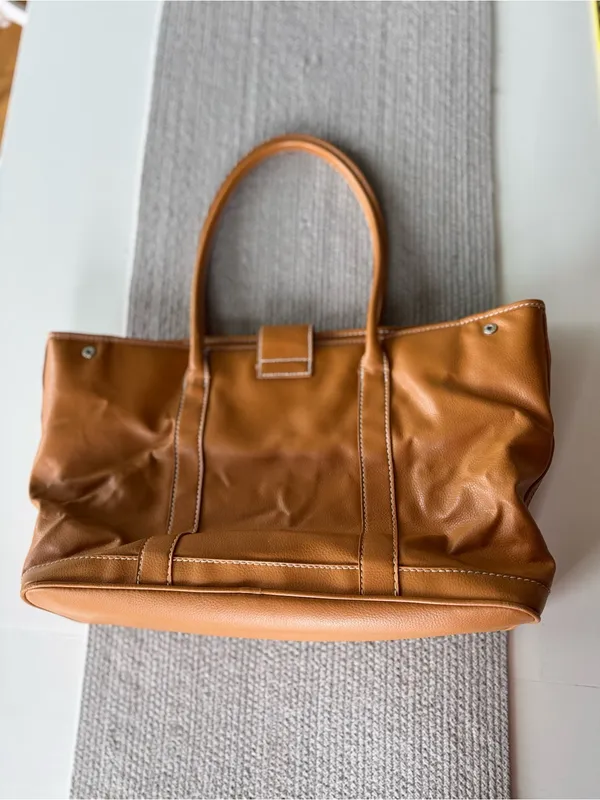 Lancôme Cognac Tan Large Vegan Leather Oversized Tote Shoulder Bag - Image 5