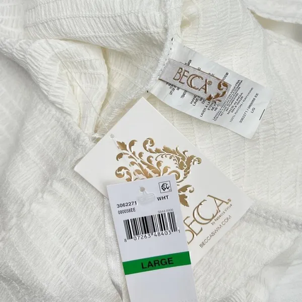 Becca by Rebecca Virtue Ponza Smocked One Shoulder Cover-up In White size L NWT - Image 6