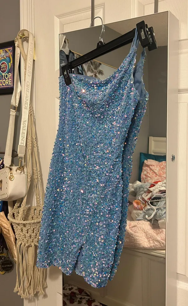 Midnight Doll Blue Mini Sequence Dress - Image 2