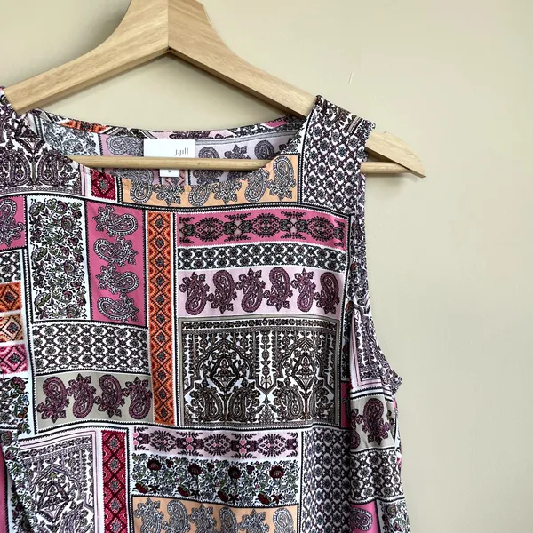 J.Jill pink patterned‎ sleeveless tank top women's size medium 100% rayon summer - Image 2