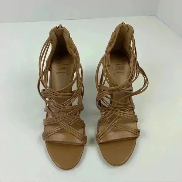 INC Women's Strappy Heeled Sandals Brown Size 6 Open Toe Block Heel‎ - Image 2
