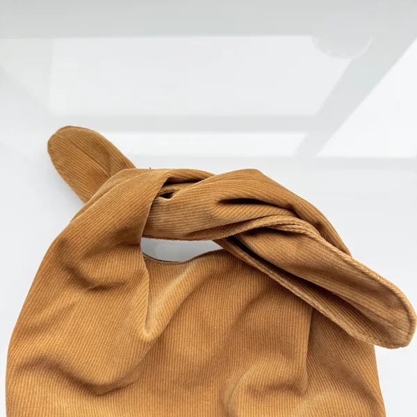 Merit Tan Corduroy Knot Wristlet‎ Bag Minimalist Earthy Boho Handbag - Image 6