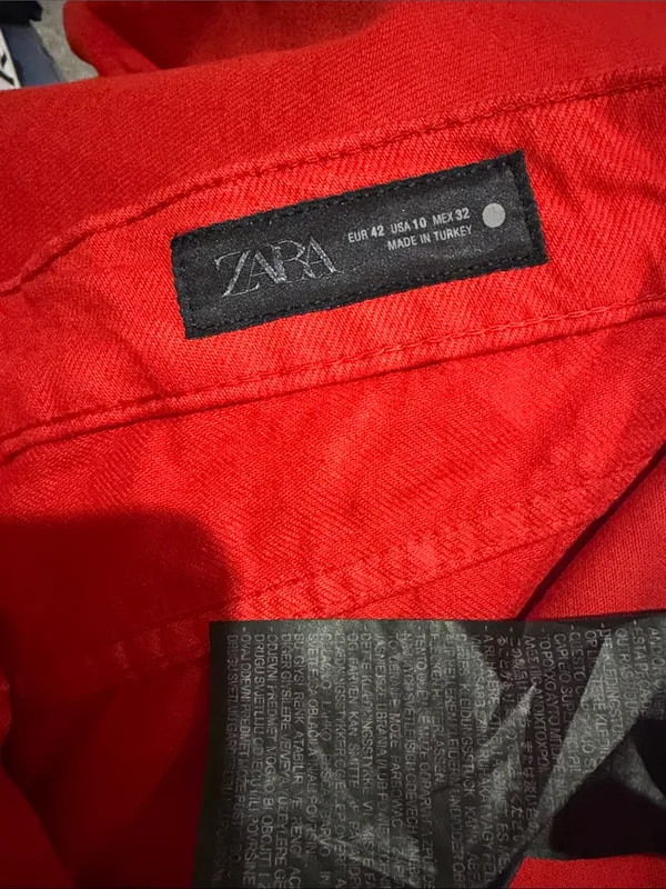 NWT ZARA ZW COLLECTION MID-RISE STRAIGHT LEG JEANS Red US -10 - Image 10