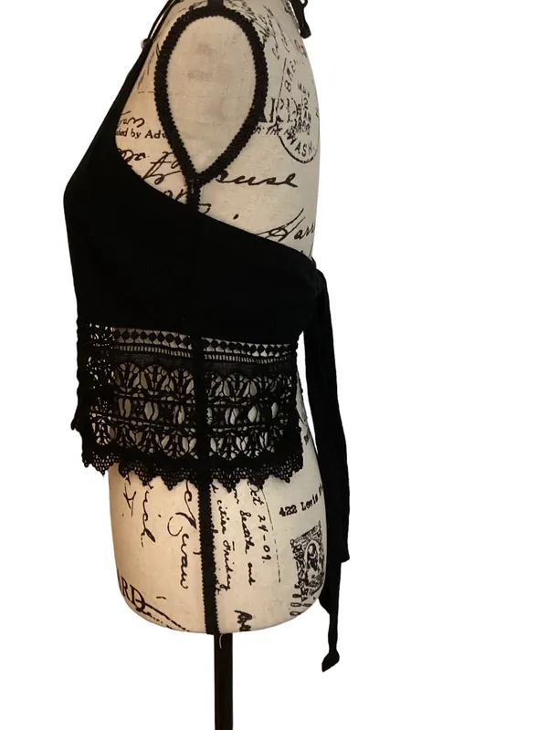 American Eagle Boho tie back halter top black  - Image 8