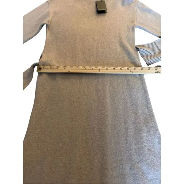 NWT Rails Wool Blend Mila Tie Waist Turtleneck MIdi Sweater Dress Taupe S - Image 5