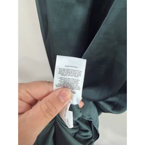 Express Forest Green Satin Ruched Bust Midi Slip Dress Size Small S‎ - Image 5