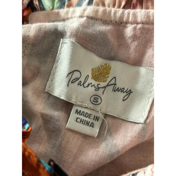 Palms Away Dress Womens‎ S Multicolor Short Sleeve Cotton Mini Summer Vacation - Image 3