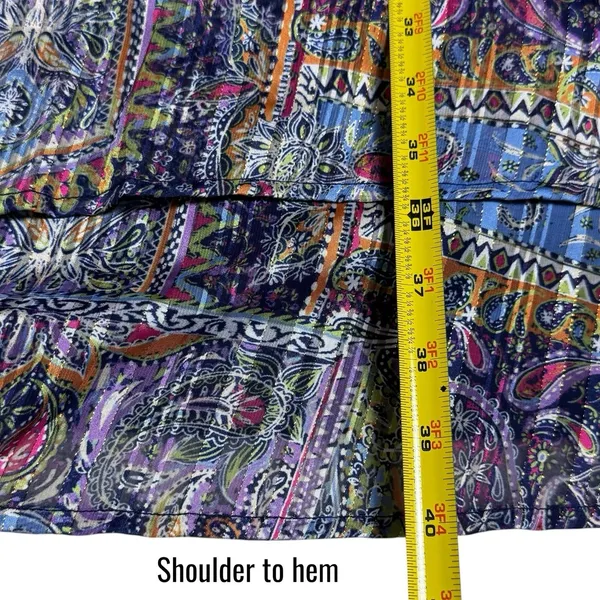 NWOT Skies are blue Paisley‎ Motif Tinsel Smocked Mini Dress Event Whimsical 2X - Image 12