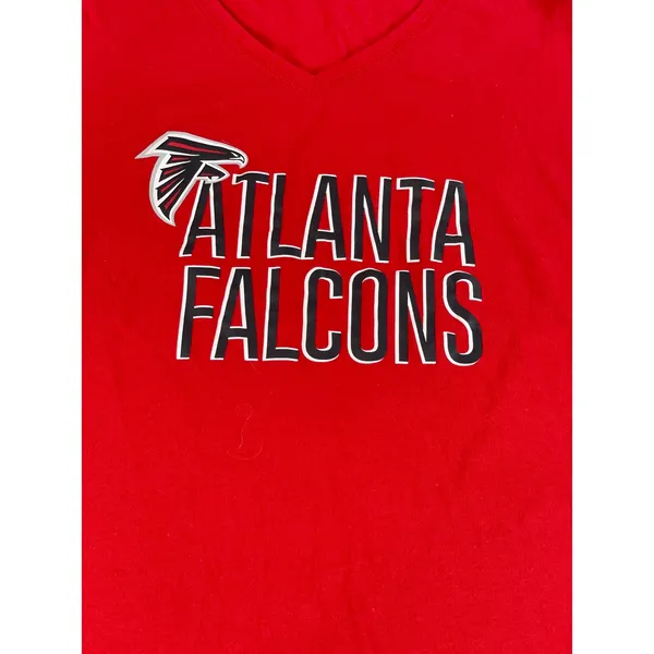 NFL Team Apparel Womens Red Atlanta Falcons V Neck Short Sleeve Tee XL - Image 2