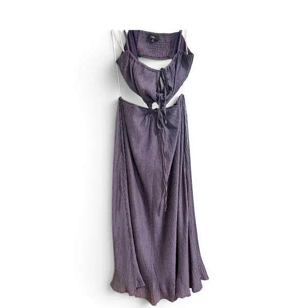Lulus Dusty Purple Plisse‎ O-Ring Cutout Maxi Dress Womens Medium Smocked Back - Image 6