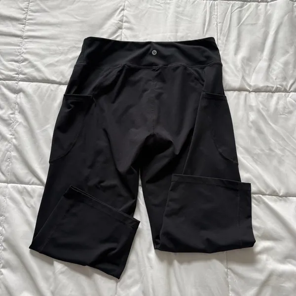 Baleaf Womens XL Black High Waisted Cropped Leggings Pants Pockets Activewear - Image 6