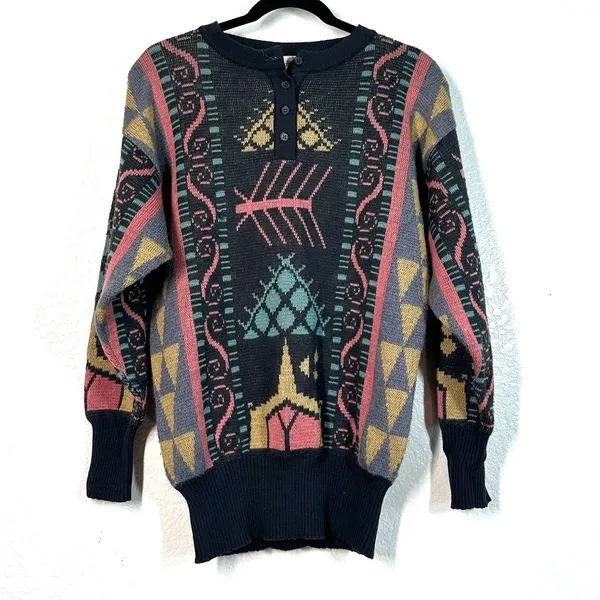 knit sweater S vintage 80s Mondi GrandpaCore southwestern Throwback Inde Sleaze - Image 2