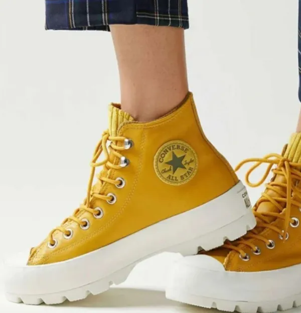 Converse Mustard Yellow Lugged Sole High Top Sneakers - Image 3