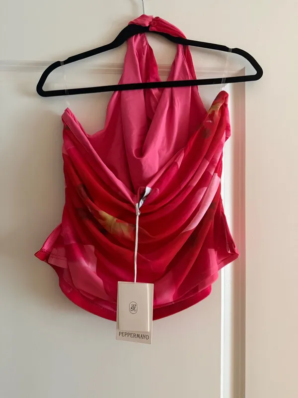 Peppermayo Pink Hibiscus Halter Top - Image 5