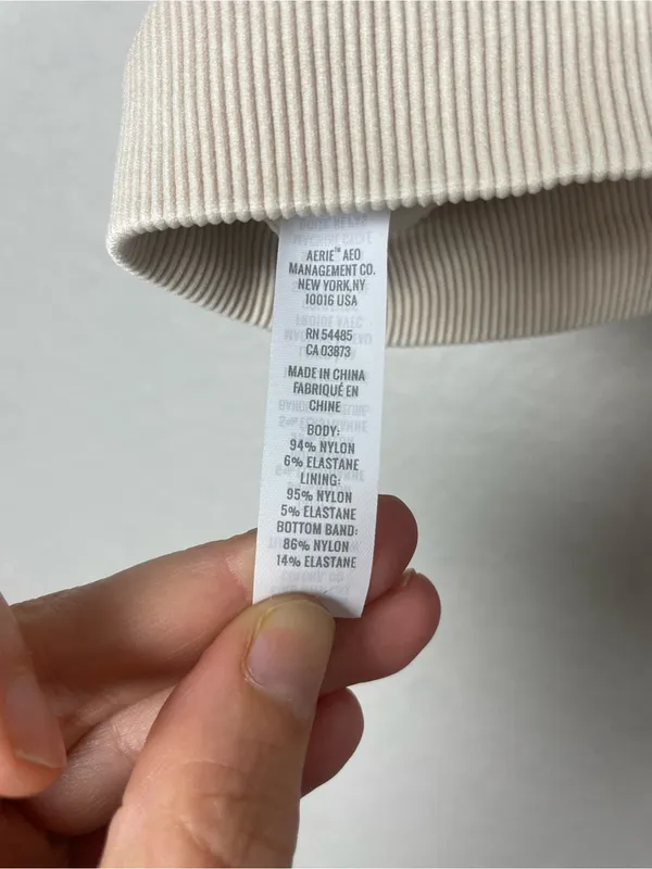 Bnwt! Aerie Ribbed Ring-Front Crop Top or Bralette in Light Beige Size L - Image 8