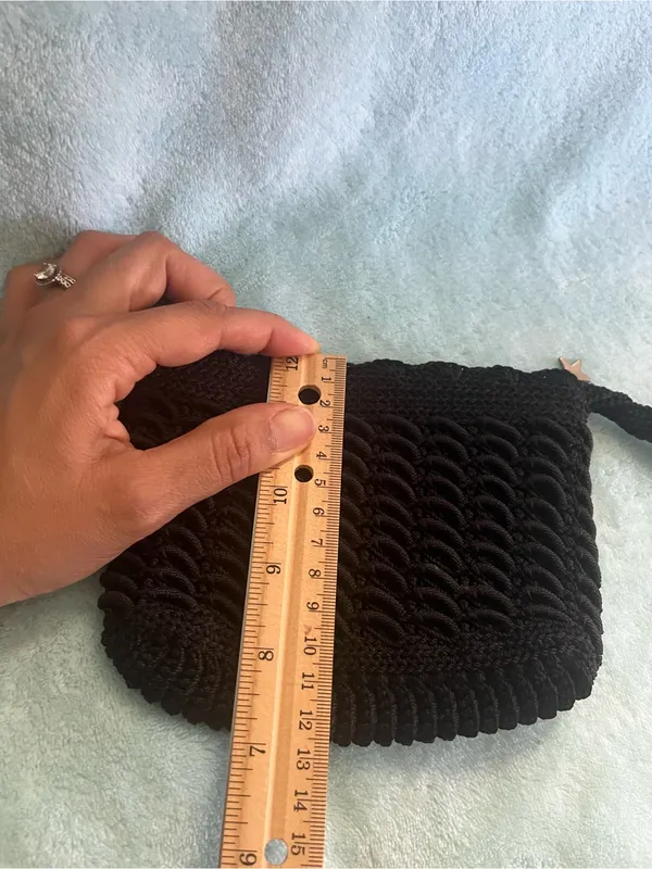 Handcrafted Black Crochet Wristlet Clutch - Image 4