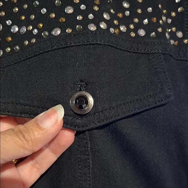 Quacker Factory Black Utility Jacket with Rhinestone Embellishments - Image 3