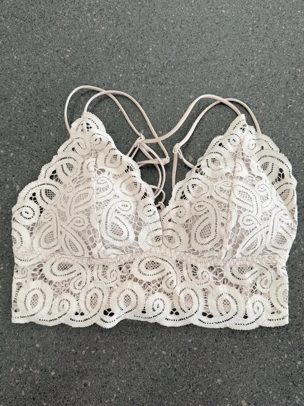 PINK Victoria's Secret Lace Crisscross Bralette - Cream size M - Image 3