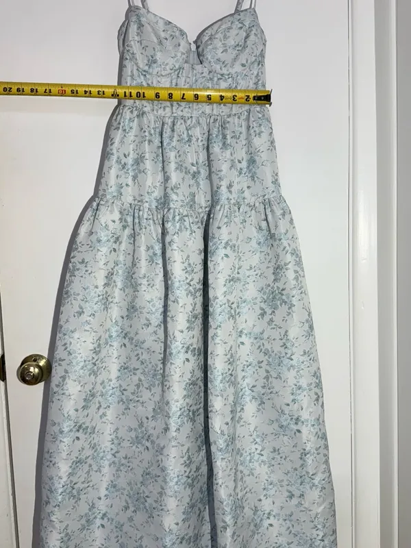 Maison Amory Sky Blue Floral Strapless Sweetheart The Windsor Maxi Dress - Image 9