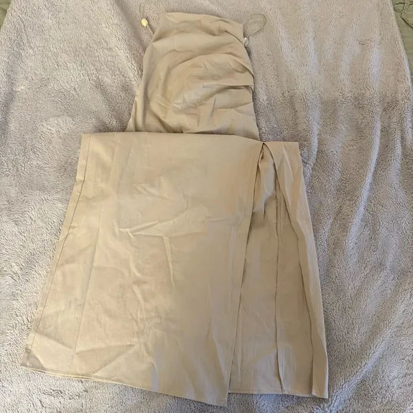 Zara Beige Tie Back Dress - Image 3