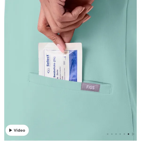 FIGS Casma Three Pocket Scrub Top in Aqua Blue Size XS - Image 5