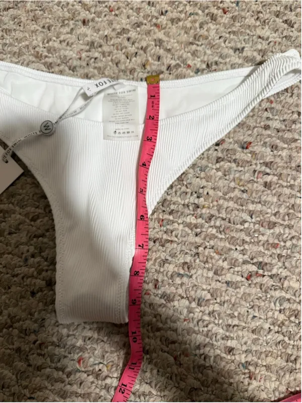 NWT White Fox Boutique Del Marco Bikini Bottom White Ribbed- Size Large - Image 3