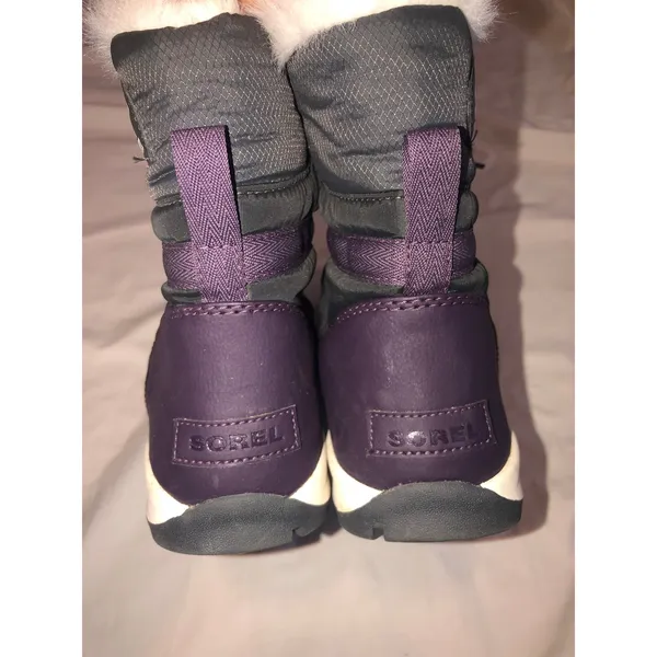 Sorel Whitney Short Lace Snow Boots Size 10 Dark Plum Waterproof Winter Gray - Image 8