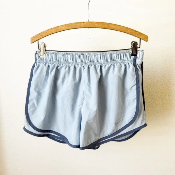 Nike‎ Dri Fit Running Shorts Light Blue Dolphin Hem Athletic Womens Size L - Image 2