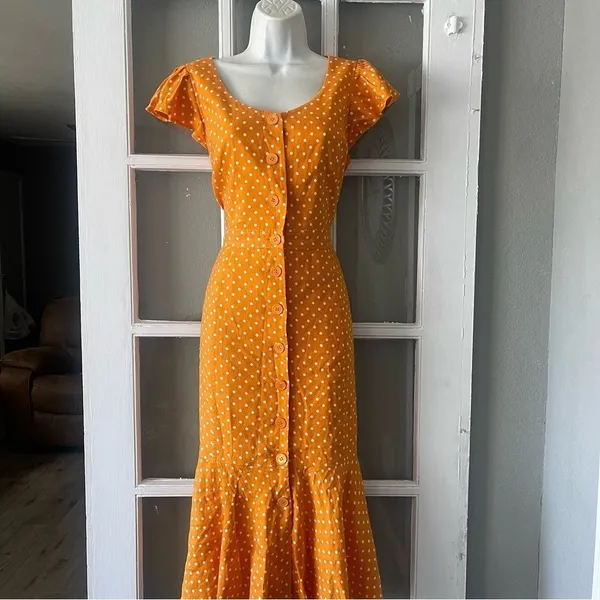 Rachel Parcell Yellow Polka Dot Midi Dress - Image 6