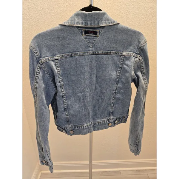 Tommy Hilfiger Tommy Jeans M Cropped Denim Trucker Y2K Jacket Womens Light Wash Blue Jean - Image 6