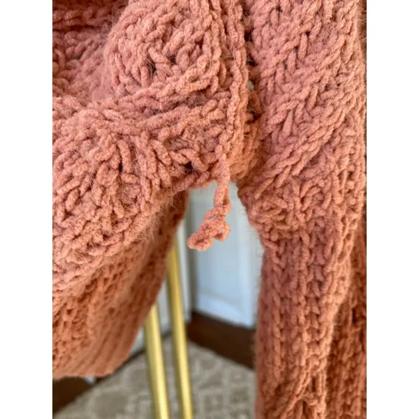Arizona Jeans Chunky Knit Cropped Cardigan Cozy Cottagecore Orange Pink L - Image 7