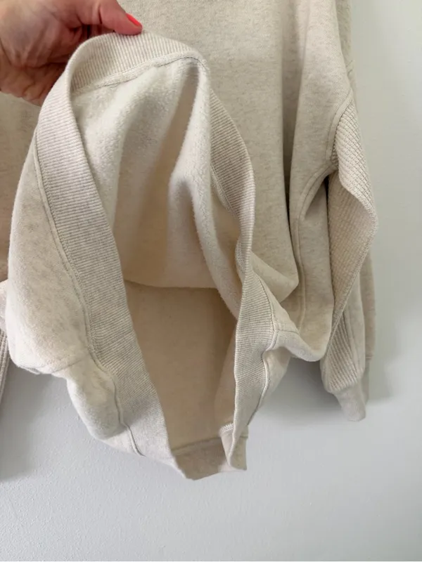 Aerie Oversized Waffle Accents Under Arms Cream/Oatmilk crewneck size xs - Image 4