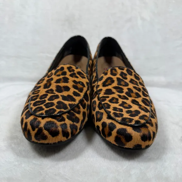 Clarks Unstructured Women Leopard Print Calf Hair Loafers Brown Black 8 - Image 3