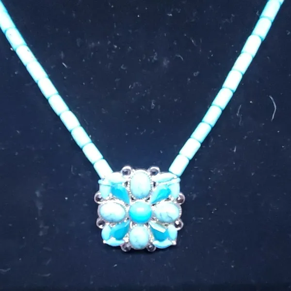 Turquoise Beaded Blue Necklace Blue - Image 2