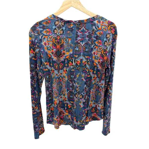 Anthropologie Pilcro Boho Paisley Thermal Top M Split Neck Waffle Whimsigoth New - Image 6