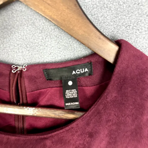 Aqua Faux Suede Mini‎ Dress Womens Small Red Short Sleeve Edgy Date Night - Image 2