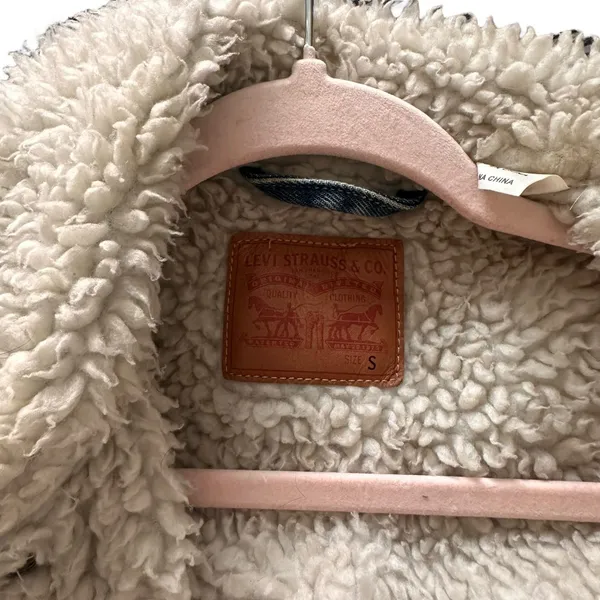 LEVIS Original Sherpa‎ Trucker Jacket Sz Small - Image 4