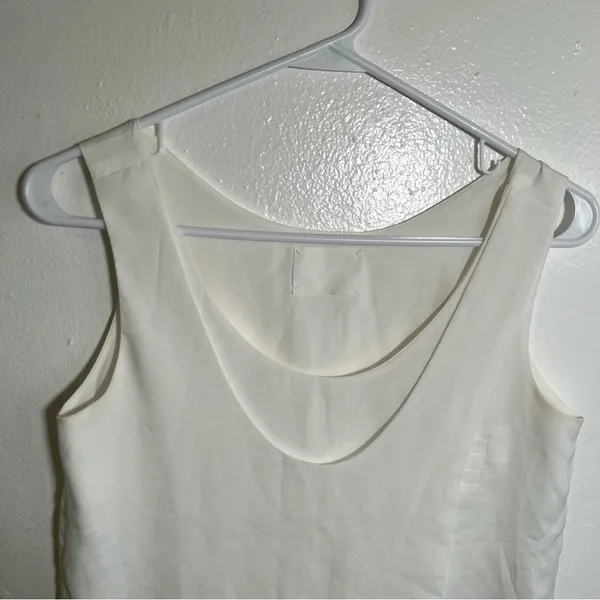 Vetiver Women's Sleeveless Blouse White Scoop Neck Faux Wrap Lined Boxy‎ - Image 2