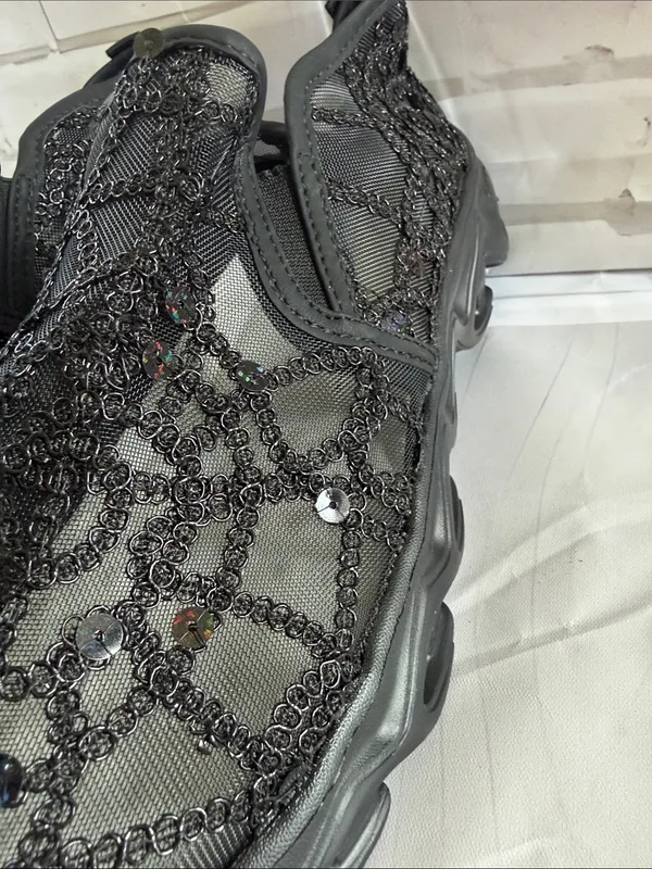 Source Unknown Black Beaded Mesh Slip-On Sneaker - Image 11