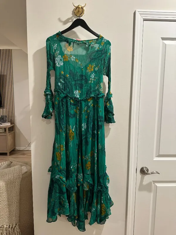 FREE PEOPLE Paisley Petals Maxi Dress in Green Size Small - Image 5
