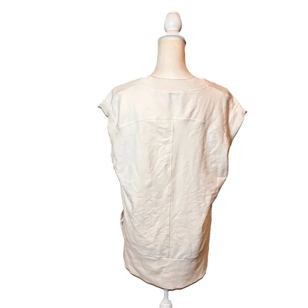 Athleta Retroterry V-Neck Sleeveless Sweatshirt Tee Ivory White Size M‎ - Image 3