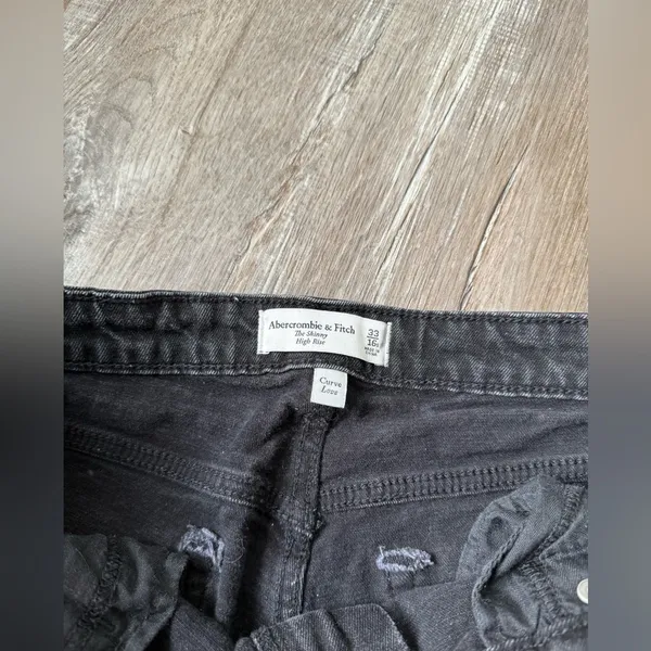 Abercrombie & Fitch The Skinny High Rise Jeans Curve Love Black Gray Size 33 16S - Image 4